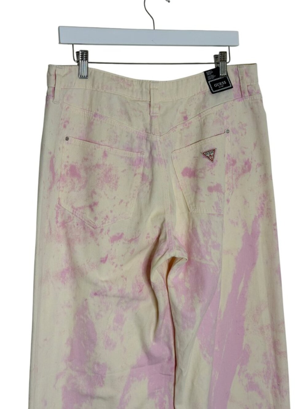 Guess Wide Leg Tie Dye Jeans Denim Pant Relaxed Fit Medium Rise Pink 31 x 32 NWT - Picture 4 of 8